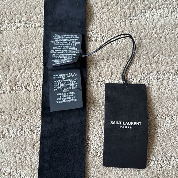 NWT Saint Laurent YSL Black Suede Scarf Choker Metallic Stars & Silver Studs - Picture 13 of 16